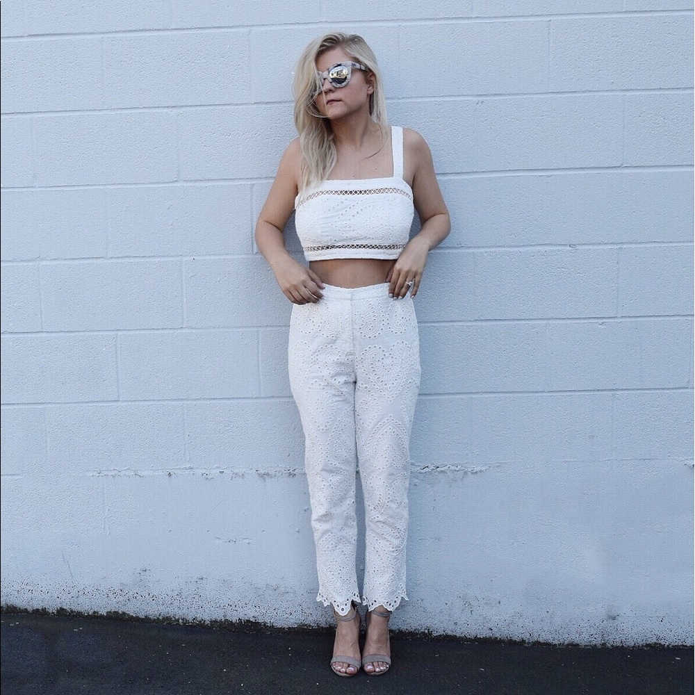 Wayf High Waisted Embroidered Pants
